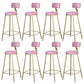 Glam Armless Backrest Counter Stool Iron Bar Stool with Velvet Cushion and Pedal for Cafe Pink 8 Piece Set Clearhalo 'Bar Furniture' 'Bar Stools' 'bar_stools' 'furn' 'furn_bar_stools' 'Furniture' 'Kitchen & Dining Furniture' 6471745