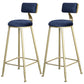 Glam Armless Backrest Counter Stool Iron Bar Stool with Velvet Cushion and Pedal for Cafe Blue 2 Piece Set Clearhalo 'Bar Furniture' 'Bar Stools' 'bar_stools' 'furn' 'furn_bar_stools' 'Furniture' 'Kitchen & Dining Furniture' 6471747