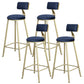 Glam Armless Backrest Counter Stool Iron Bar Stool with Velvet Cushion and Pedal for Cafe Blue 4 Piece Set Clearhalo 'Bar Furniture' 'Bar Stools' 'bar_stools' 'furn' 'furn_bar_stools' 'Furniture' 'Kitchen & Dining Furniture' 6471748