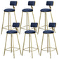 Glam Armless Backrest Counter Stool Iron Bar Stool with Velvet Cushion and Pedal for Cafe Blue 6 Piece Set Clearhalo 'Bar Furniture' 'Bar Stools' 'bar_stools' 'furn' 'furn_bar_stools' 'Furniture' 'Kitchen & Dining Furniture' 6471749