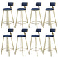 Glam Armless Backrest Counter Stool Iron Bar Stool with Velvet Cushion and Pedal for Cafe Blue 8 Piece Set Clearhalo 'Bar Furniture' 'Bar Stools' 'bar_stools' 'furn' 'furn_bar_stools' 'Furniture' 'Kitchen & Dining Furniture' 6471750