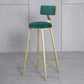 Glam Armless Backrest Counter Stool Iron Bar Stool with Velvet Cushion and Pedal for Cafe Green 1 Piece Clearhalo 'Bar Furniture' 'Bar Stools' 'bar_stools' 'furn' 'furn_bar_stools' 'Furniture' 'Kitchen & Dining Furniture' 6471751