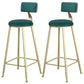 Glam Armless Backrest Counter Stool Iron Bar Stool with Velvet Cushion and Pedal for Cafe Green 2 Piece Set Clearhalo 'Bar Furniture' 'Bar Stools' 'bar_stools' 'furn' 'furn_bar_stools' 'Furniture' 'Kitchen & Dining Furniture' 6471752