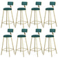 Glam Armless Backrest Counter Stool Iron Bar Stool with Velvet Cushion and Pedal for Cafe Green 8 Piece Set Clearhalo 'Bar Furniture' 'Bar Stools' 'bar_stools' 'furn' 'furn_bar_stools' 'Furniture' 'Kitchen & Dining Furniture' 6471755