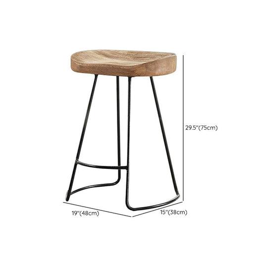Contemporary Wooden Counter Height Stools Metal Base Bar Stool