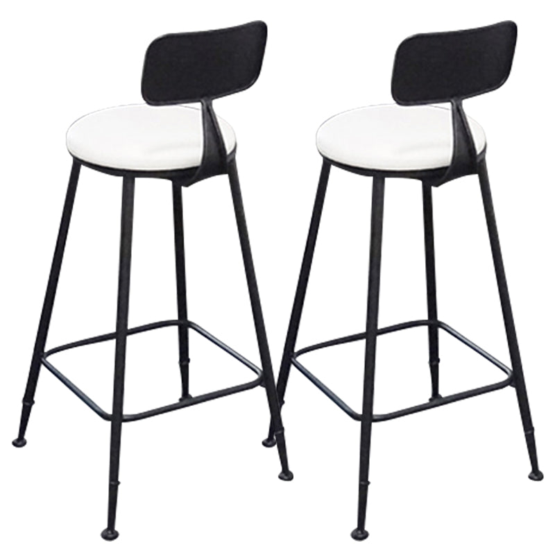Contemporary Backrest Bar Stools Metal Barstool with Footrest Black White 2 Piece Set Clearhalo 'Bar Furniture' 'Bar Stools' 'bar_stools' 'furn' 'furn_bar_stools' 'Furniture' 'Kitchen & Dining Furniture' 6471774
