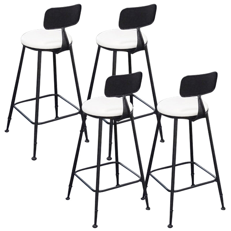 Contemporary Backrest Bar Stools Metal Barstool with Footrest Black White 4 Piece Set Clearhalo 'Bar Furniture' 'Bar Stools' 'bar_stools' 'furn' 'furn_bar_stools' 'Furniture' 'Kitchen & Dining Furniture' 6471777