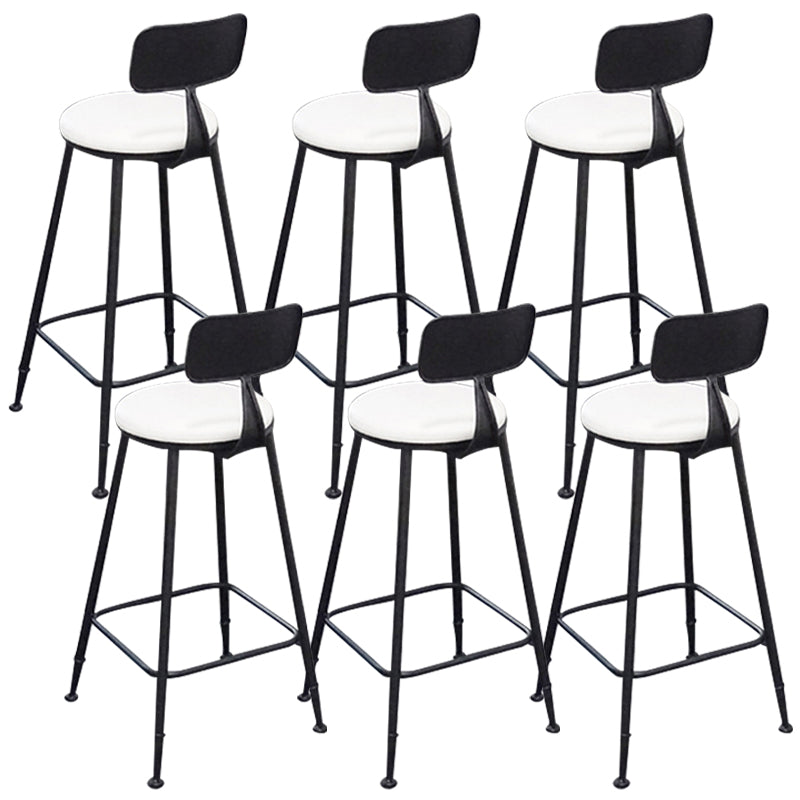Contemporary Backrest Bar Stools Metal Barstool with Footrest Black White 6 Piece Set Clearhalo 'Bar Furniture' 'Bar Stools' 'bar_stools' 'furn' 'furn_bar_stools' 'Furniture' 'Kitchen & Dining Furniture' 6471779