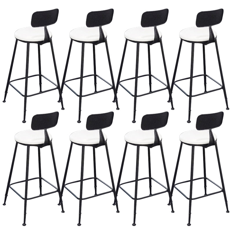 Contemporary Backrest Bar Stools Metal Barstool with Footrest Black White 8 Piece Set Clearhalo 'Bar Furniture' 'Bar Stools' 'bar_stools' 'furn' 'furn_bar_stools' 'Furniture' 'Kitchen & Dining Furniture' 6471781