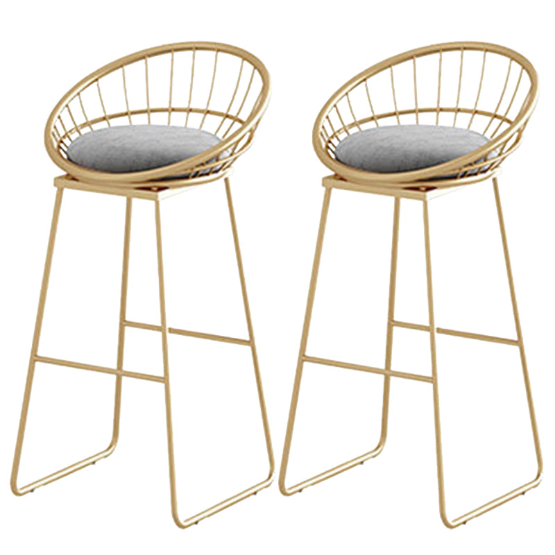 Contemporary Backrest Bar Stools Metal Barstool with Footrest White-Gold 2 Piece Set Clearhalo 'Bar Furniture' 'Bar Stools' 'bar_stools' 'furn' 'furn_bar_stools' 'Furniture' 'Kitchen & Dining Furniture' 6471783