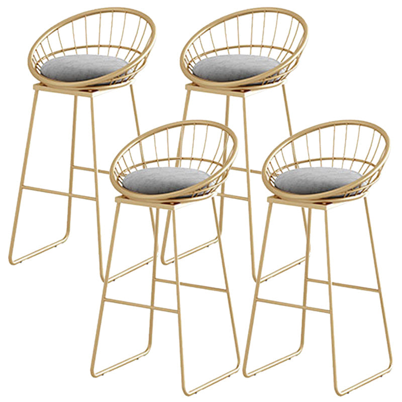 Contemporary Backrest Bar Stools Metal Barstool with Footrest White-Gold 4 Piece Set Clearhalo 'Bar Furniture' 'Bar Stools' 'bar_stools' 'furn' 'furn_bar_stools' 'Furniture' 'Kitchen & Dining Furniture' 6471784