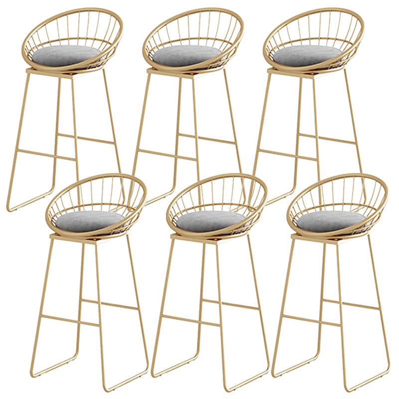 Contemporary Backrest Bar Stools Metal Barstool with Footrest White-Gold 6 Piece Set Clearhalo 'Bar Furniture' 'Bar Stools' 'bar_stools' 'furn' 'furn_bar_stools' 'Furniture' 'Kitchen & Dining Furniture' 6471785