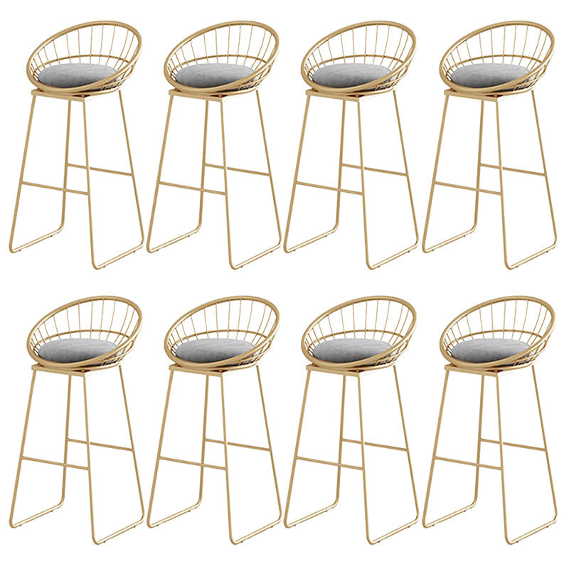 Contemporary Backrest Bar Stools Metal Barstool with Footrest White-Gold 8 Piece Set Clearhalo 'Bar Furniture' 'Bar Stools' 'bar_stools' 'furn' 'furn_bar_stools' 'Furniture' 'Kitchen & Dining Furniture' 6471786
