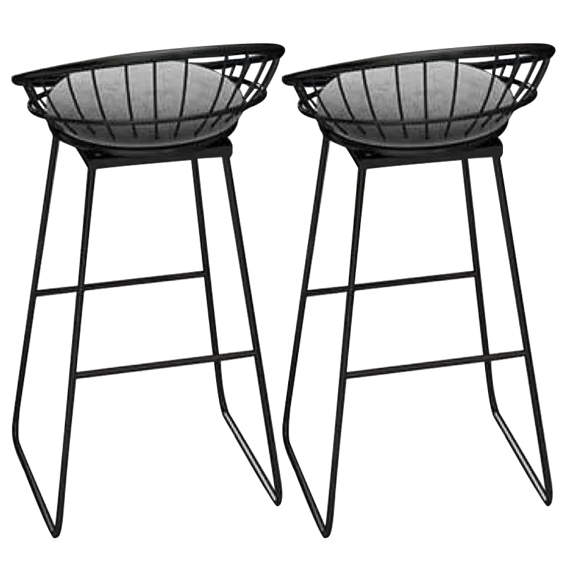 Contemporary Backrest Bar Stools Metal Barstool with Footrest White-Black 2 Piece Set Clearhalo 'Bar Furniture' 'Bar Stools' 'bar_stools' 'furn' 'furn_bar_stools' 'Furniture' 'Kitchen & Dining Furniture' 6471787