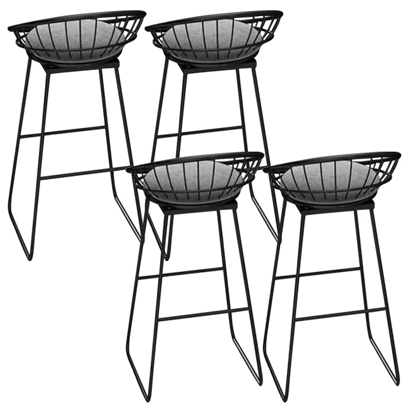 Contemporary Backrest Bar Stools Metal Barstool with Footrest White-Black 4 Piece Set Clearhalo 'Bar Furniture' 'Bar Stools' 'bar_stools' 'furn' 'furn_bar_stools' 'Furniture' 'Kitchen & Dining Furniture' 6471788