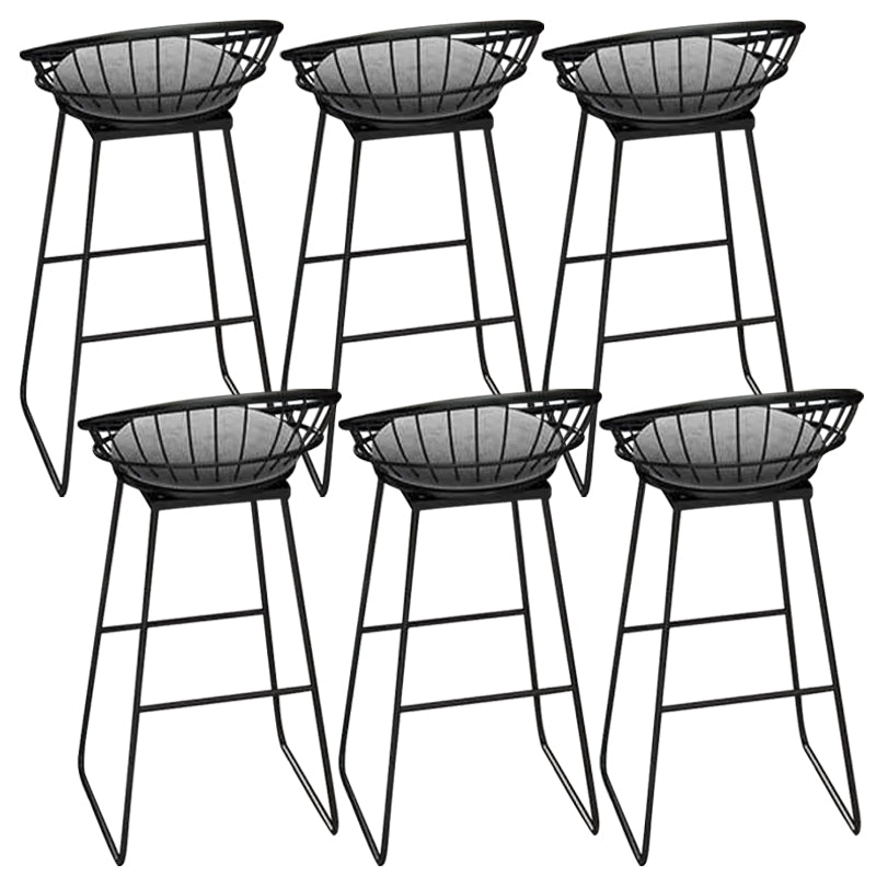Contemporary Backrest Bar Stools Metal Barstool with Footrest White-Black 6 Piece Set Clearhalo 'Bar Furniture' 'Bar Stools' 'bar_stools' 'furn' 'furn_bar_stools' 'Furniture' 'Kitchen & Dining Furniture' 6471789