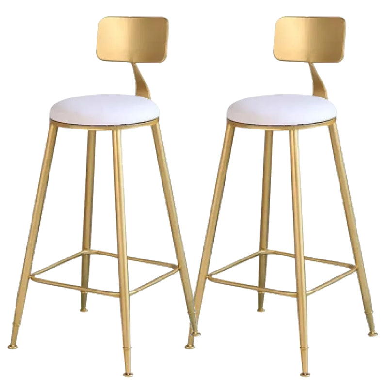 Contemporary Backrest Bar Stools Metal Barstool with Footrest Gold-White 2 Piece Set Clearhalo 'Bar Furniture' 'Bar Stools' 'bar_stools' 'furn' 'furn_bar_stools' 'Furniture' 'Kitchen & Dining Furniture' 6471791