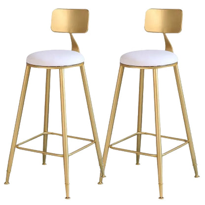 Contemporary Backrest Bar Stools Metal Barstool with Footrest Gold-White 2 Piece Set Clearhalo 'Bar Furniture' 'Bar Stools' 'bar_stools' 'furn' 'furn_bar_stools' 'Furniture' 'Kitchen & Dining Furniture' 6471791