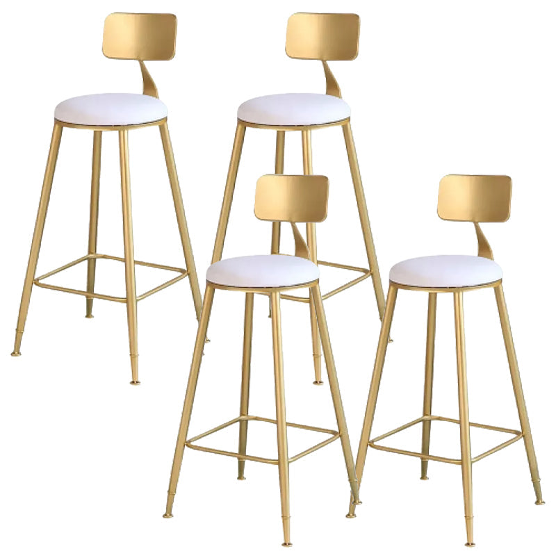 Contemporary Backrest Bar Stools Metal Barstool with Footrest Gold-White 4 Piece Set Clearhalo 'Bar Furniture' 'Bar Stools' 'bar_stools' 'furn' 'furn_bar_stools' 'Furniture' 'Kitchen & Dining Furniture' 6471792