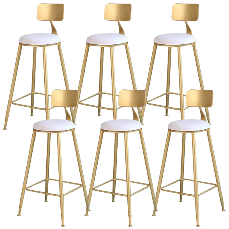 Contemporary Backrest Bar Stools Metal Barstool with Footrest Gold-White 6 Piece Set Clearhalo 'Bar Furniture' 'Bar Stools' 'bar_stools' 'furn' 'furn_bar_stools' 'Furniture' 'Kitchen & Dining Furniture' 6471793