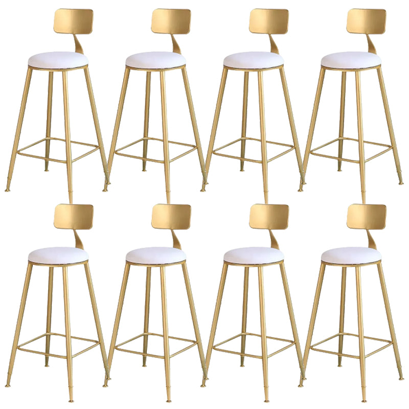 Contemporary Backrest Bar Stools Metal Barstool with Footrest Gold-White 8 Piece Set Clearhalo 'Bar Furniture' 'Bar Stools' 'bar_stools' 'furn' 'furn_bar_stools' 'Furniture' 'Kitchen & Dining Furniture' 6471794
