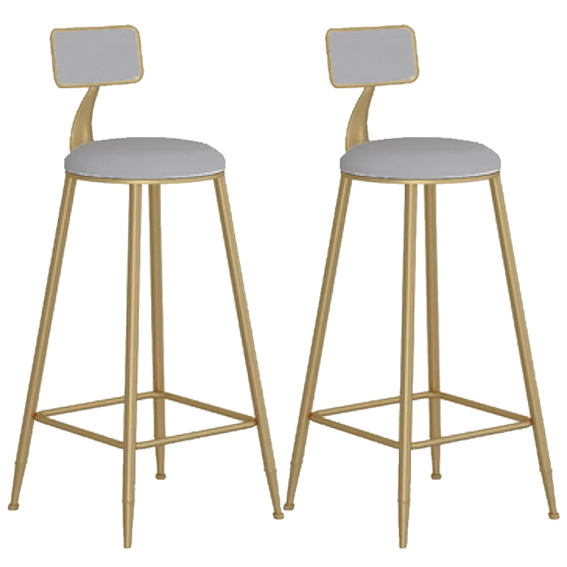 Contemporary Backrest Bar Stools Metal Barstool with Gold Footrest