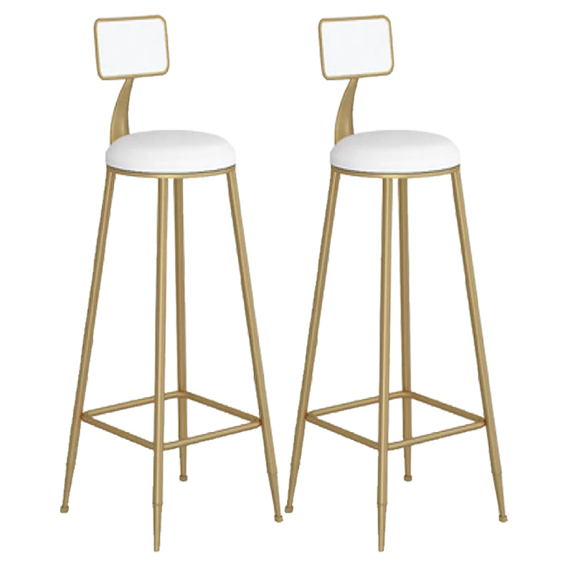 Contemporary Backrest Bar Stools Metal Barstool with Gold Footrest