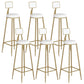 Contemporary Backrest Bar Stools Metal Barstool with Gold Footrest