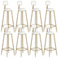 Contemporary Backrest Bar Stools Metal Barstool with Gold Footrest