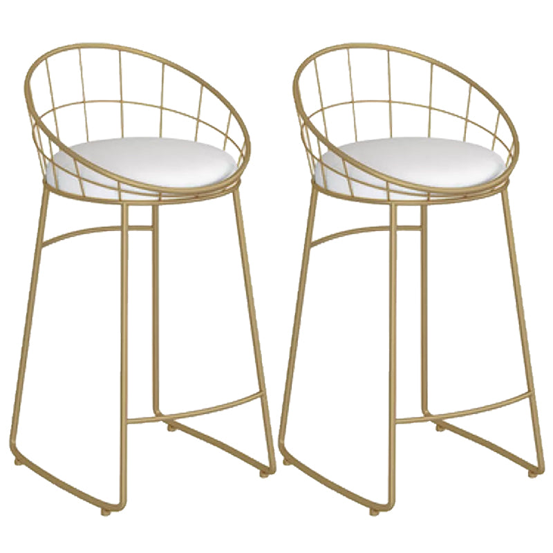 Contemporary Backrest Bar Stools Metal Barstool with Gold Footrest