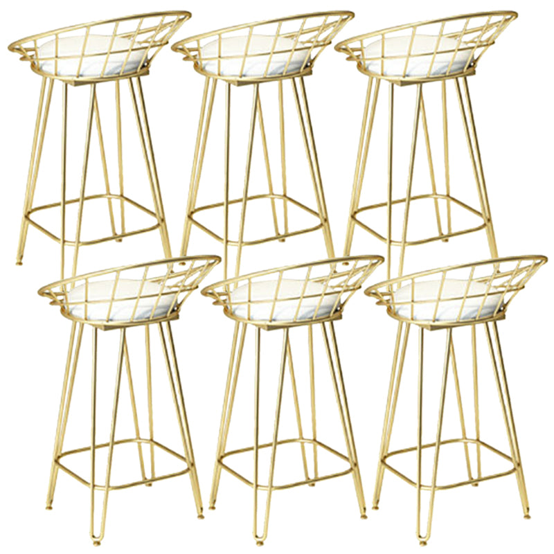 Glam Backrest Stools Metal Barstool with Gold Metal Legs for Bar 6 Piece Set Clearhalo 'Bar Furniture' 'Bar Stools' 'bar_stools' 'furn' 'furn_bar_stools' 'Furniture' 'Kitchen & Dining Furniture' 6471874