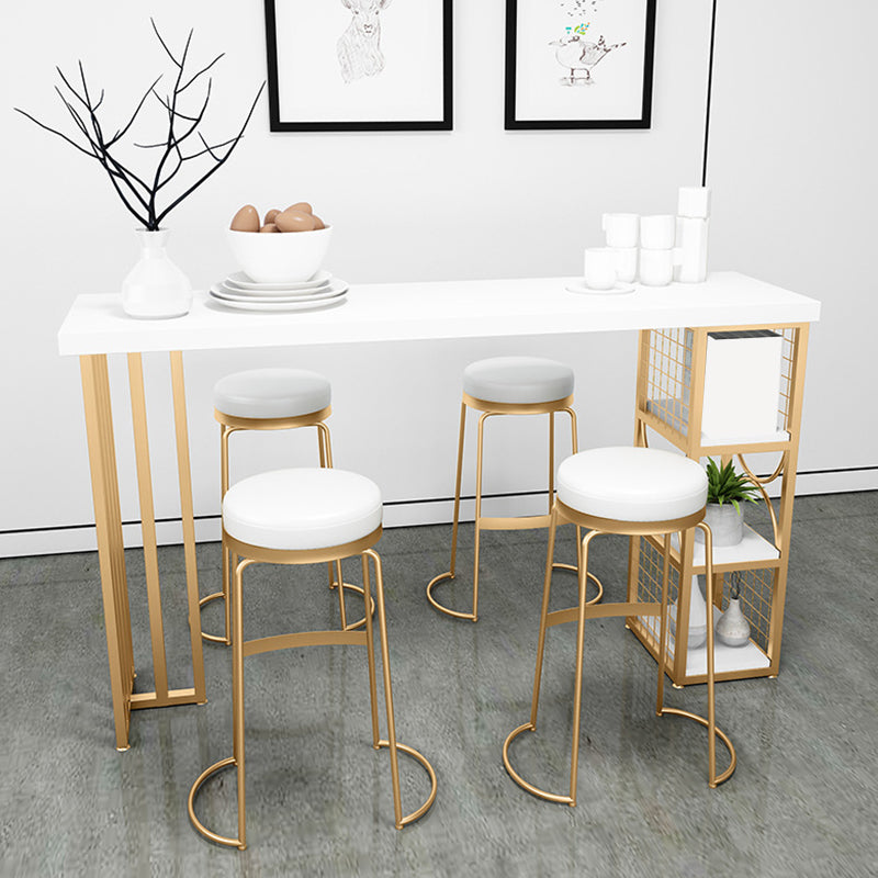 Glam Round Bar Stools Gold Metal Dining Stools with Footrest Clearhalo 'Bar Furniture' 'Bar Stools' 'bar_stools' 'furn' 'furn_bar_stools' 'Furniture' 'Kitchen & Dining Furniture' 6471881