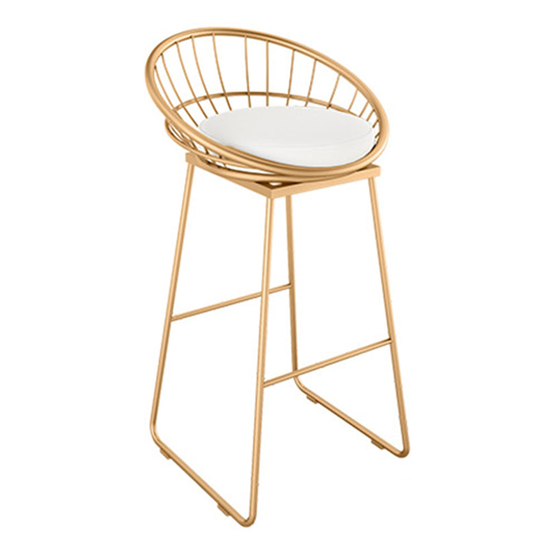 Glam Round Bar Stools Gold Metal Dining Stools with Footrest With Back 1 Piece Clearhalo 'Bar Furniture' 'Bar Stools' 'bar_stools' 'furn' 'furn_bar_stools' 'Furniture' 'Kitchen & Dining Furniture' 6471882