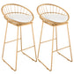 Glam Round Bar Stools Gold Metal Dining Stools with Footrest With Back 2 Piece Set Clearhalo 'Bar Furniture' 'Bar Stools' 'bar_stools' 'furn' 'furn_bar_stools' 'Furniture' 'Kitchen & Dining Furniture' 6471883