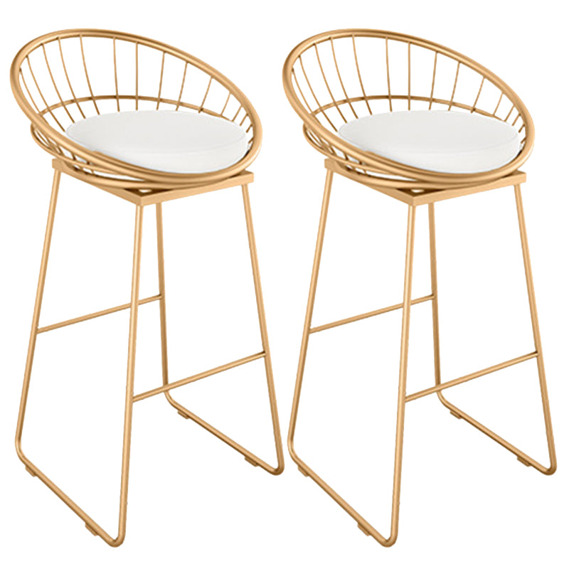 Glam Round Bar Stools Gold Metal Dining Stools with Footrest With Back 2 Piece Set Clearhalo 'Bar Furniture' 'Bar Stools' 'bar_stools' 'furn' 'furn_bar_stools' 'Furniture' 'Kitchen & Dining Furniture' 6471883