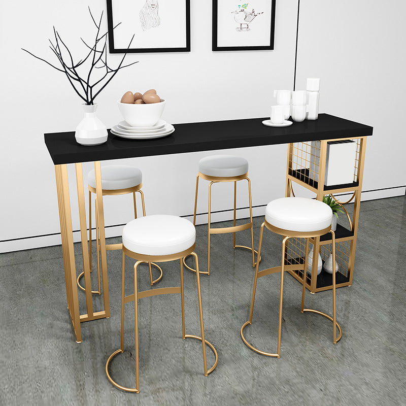 Glam Round Bar Stools Gold Metal Dining Stools with Footrest Clearhalo 'Bar Furniture' 'Bar Stools' 'bar_stools' 'furn' 'furn_bar_stools' 'Furniture' 'Kitchen & Dining Furniture' 6471884