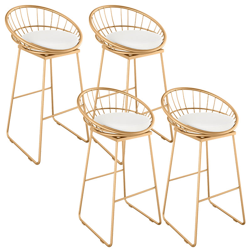 Glam Round Bar Stools Gold Metal Dining Stools with Footrest With Back 4 Piece Set Clearhalo 'Bar Furniture' 'Bar Stools' 'bar_stools' 'furn' 'furn_bar_stools' 'Furniture' 'Kitchen & Dining Furniture' 6471885