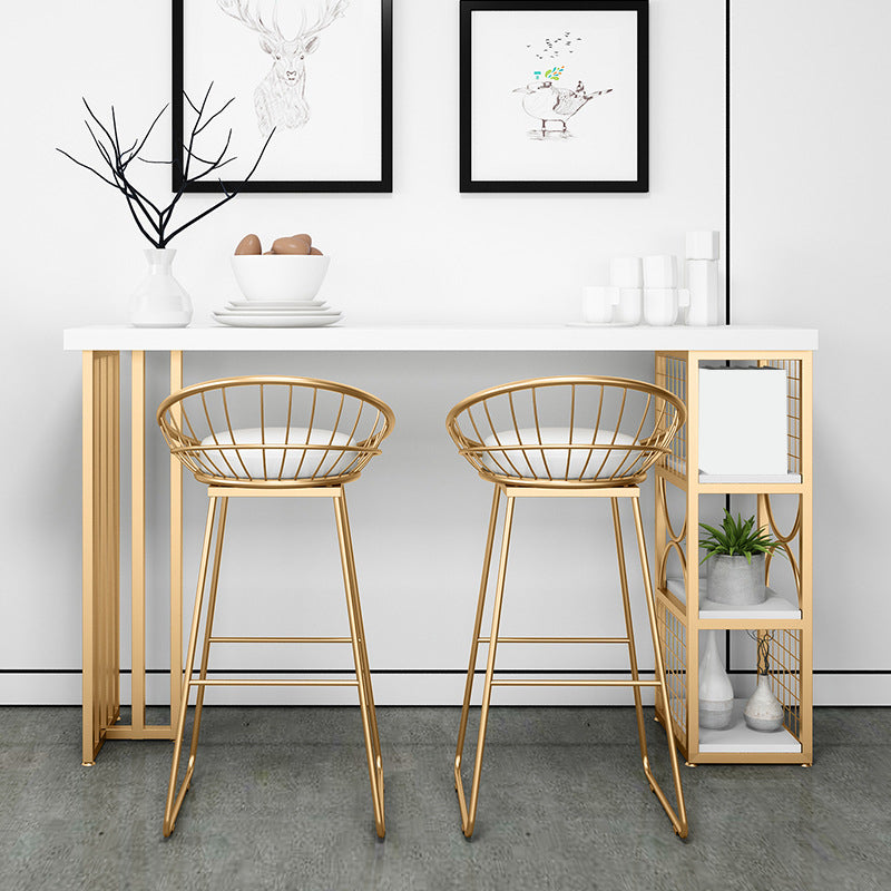 Glam Round Bar Stools Gold Metal Dining Stools with Footrest Clearhalo 'Bar Furniture' 'Bar Stools' 'bar_stools' 'furn' 'furn_bar_stools' 'Furniture' 'Kitchen & Dining Furniture' 6471887