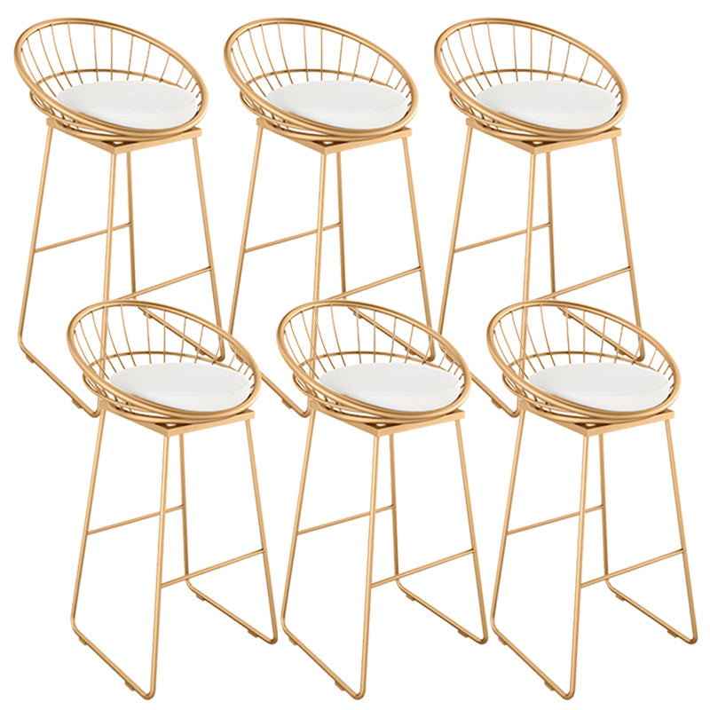 Glam Round Bar Stools Gold Metal Dining Stools with Footrest With Back 6 Piece Set Clearhalo 'Bar Furniture' 'Bar Stools' 'bar_stools' 'furn' 'furn_bar_stools' 'Furniture' 'Kitchen & Dining Furniture' 6471888