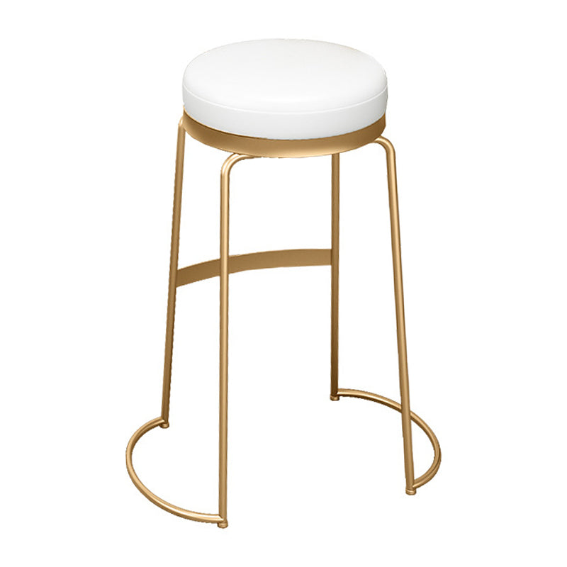 Glam Round Bar Stools Gold Metal Dining Stools with Footrest Clearhalo 'Bar Furniture' 'Bar Stools' 'bar_stools' 'furn' 'furn_bar_stools' 'Furniture' 'Kitchen & Dining Furniture' 6471889