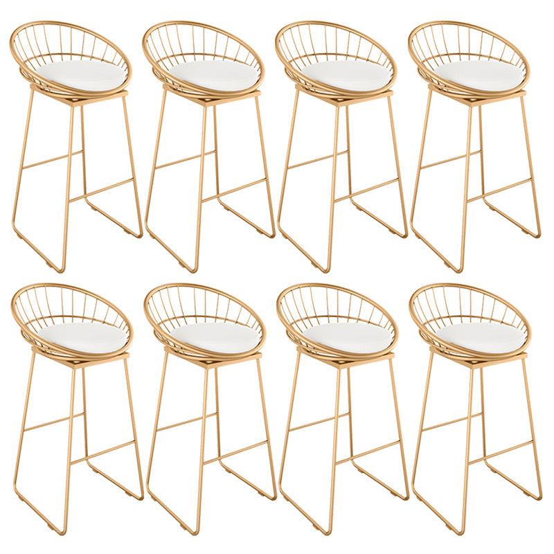 Glam Round Bar Stools Gold Metal Dining Stools with Footrest With Back 8 Piece Set Clearhalo 'Bar Furniture' 'Bar Stools' 'bar_stools' 'furn' 'furn_bar_stools' 'Furniture' 'Kitchen & Dining Furniture' 6471890