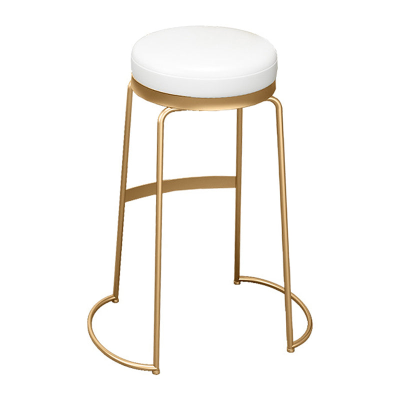 Glam Round Bar Stools Gold Metal Dining Stools with Footrest Backless 1 Piece Clearhalo 'Bar Furniture' 'Bar Stools' 'bar_stools' 'furn' 'furn_bar_stools' 'Furniture' 'Kitchen & Dining Furniture' 6471891