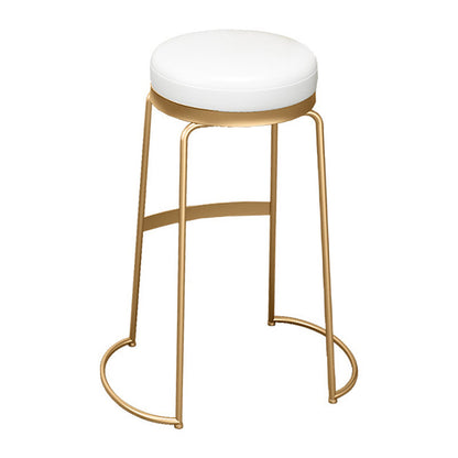 Glam Round Bar Stools Gold Metal Dining Stools with Footrest Backless 1 Piece Clearhalo 'Bar Furniture' 'Bar Stools' 'bar_stools' 'furn' 'furn_bar_stools' 'Furniture' 'Kitchen & Dining Furniture' 6471891