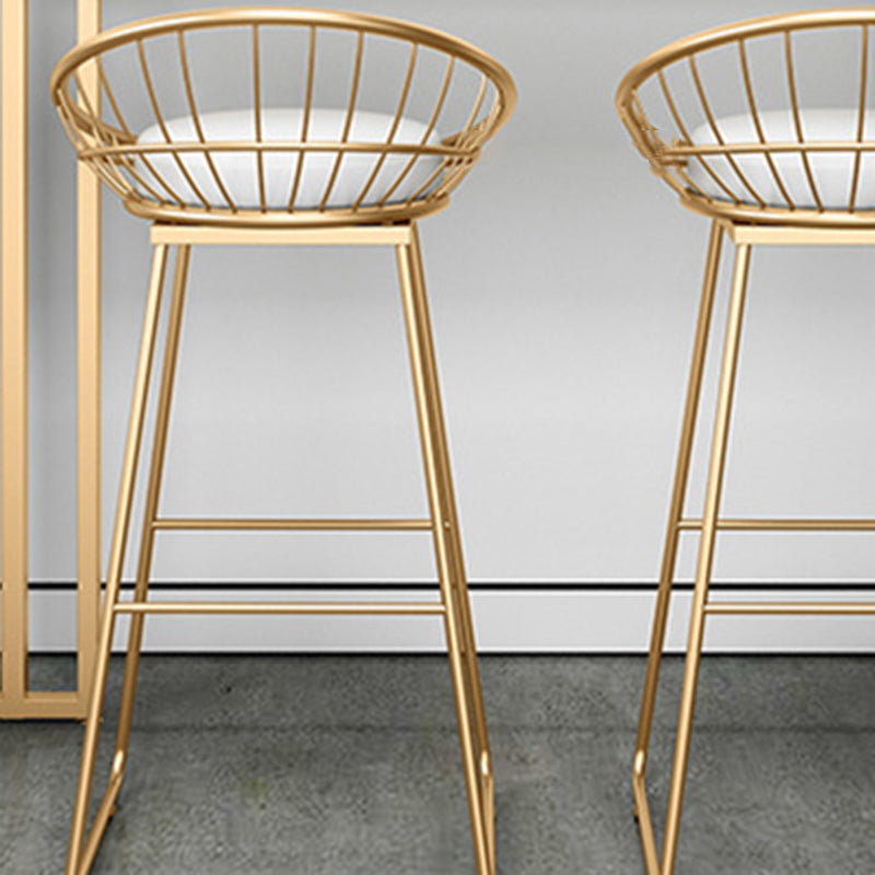 Glam Round Bar Stools Gold Metal Dining Stools with Footrest Clearhalo 'Bar Furniture' 'Bar Stools' 'bar_stools' 'furn' 'furn_bar_stools' 'Furniture' 'Kitchen & Dining Furniture' 6471892