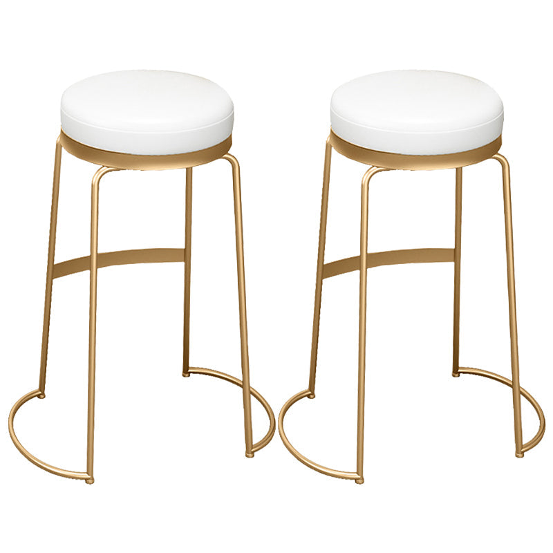 Glam Round Bar Stools Gold Metal Dining Stools with Footrest Backless 2 Piece Set Clearhalo 'Bar Furniture' 'Bar Stools' 'bar_stools' 'furn' 'furn_bar_stools' 'Furniture' 'Kitchen & Dining Furniture' 6471893