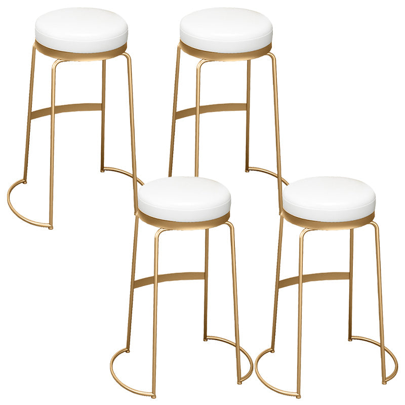 Glam Round Bar Stools Gold Metal Dining Stools with Footrest Backless 4 Piece Set Clearhalo 'Bar Furniture' 'Bar Stools' 'bar_stools' 'furn' 'furn_bar_stools' 'Furniture' 'Kitchen & Dining Furniture' 6471895
