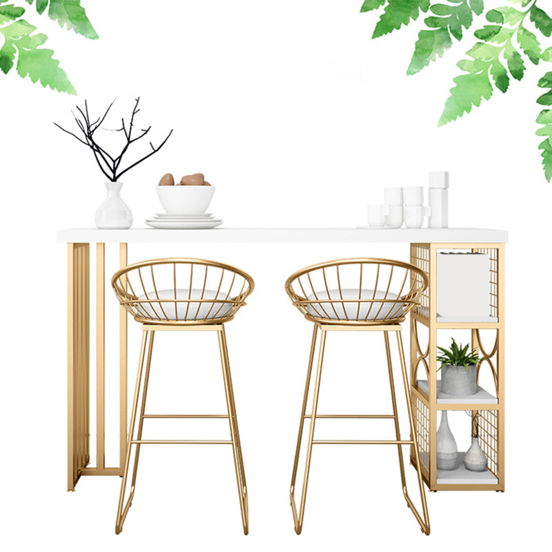 Glam Round Bar Stools Gold Metal Dining Stools with Footrest Clearhalo 'Bar Furniture' 'Bar Stools' 'bar_stools' 'furn' 'furn_bar_stools' 'Furniture' 'Kitchen & Dining Furniture' 6471896