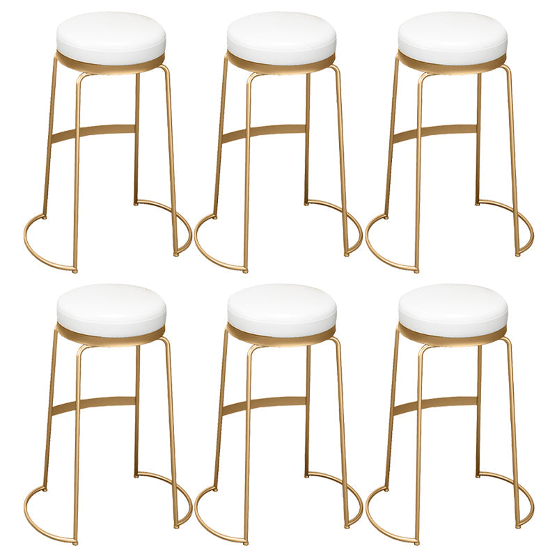 Glam Round Bar Stools Gold Metal Dining Stools with Footrest Backless 6 Piece Set Clearhalo 'Bar Furniture' 'Bar Stools' 'bar_stools' 'furn' 'furn_bar_stools' 'Furniture' 'Kitchen & Dining Furniture' 6471897
