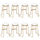 Glam Round Bar Stools Gold Metal Dining Stools with Footrest Backless 8 Piece Set Clearhalo 'Bar Furniture' 'Bar Stools' 'bar_stools' 'furn' 'furn_bar_stools' 'Furniture' 'Kitchen & Dining Furniture' 6471898