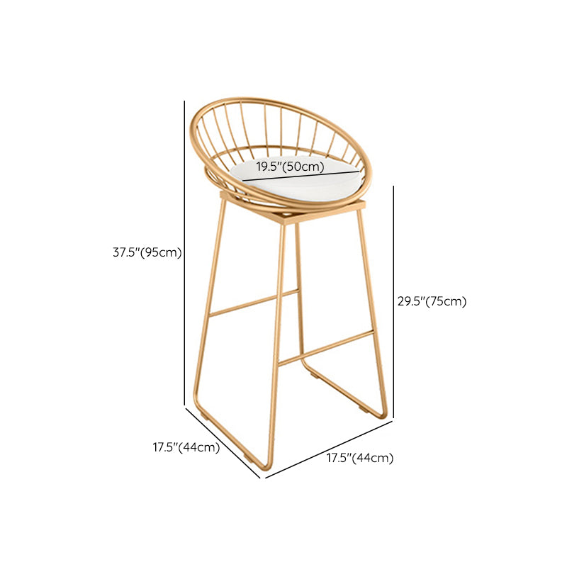 Glam Round Bar Stools Gold Metal Dining Stools with Footrest Clearhalo 'Bar Furniture' 'Bar Stools' 'bar_stools' 'furn' 'furn_bar_stools' 'Furniture' 'Kitchen & Dining Furniture' 6471899